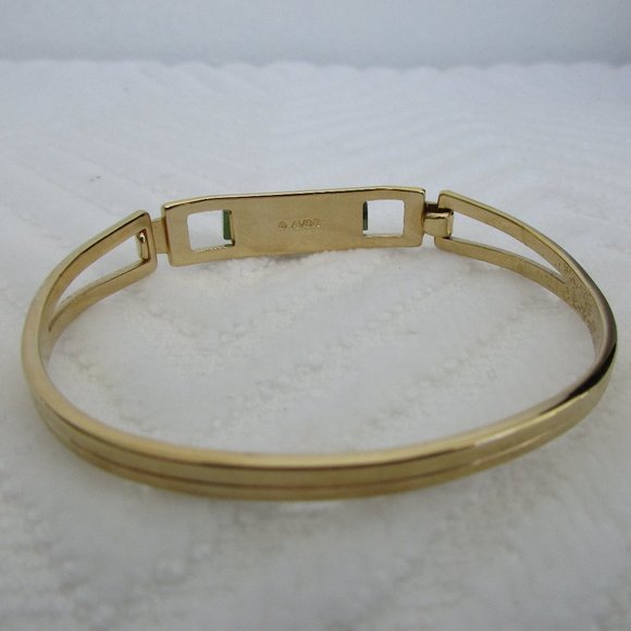 Avon Gold Plated Bracelet With Green Jade Stone Size S - Picture 4 of 9